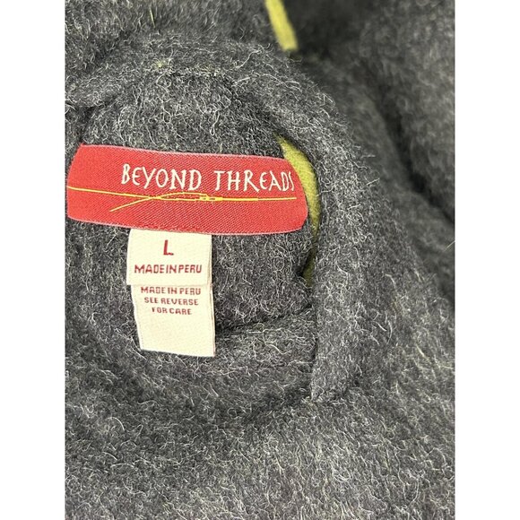Beyond Threads Alpaca Coat Womens L Gray Green Reversible Wool Artsy Lagenlook - Picture 12 of 16